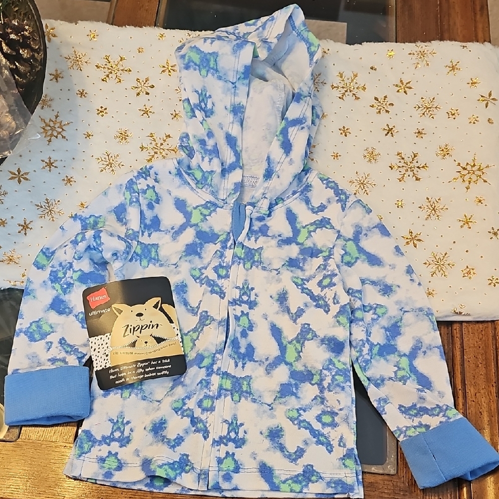 Hanes Kids Blue and Green Zip Hoodie